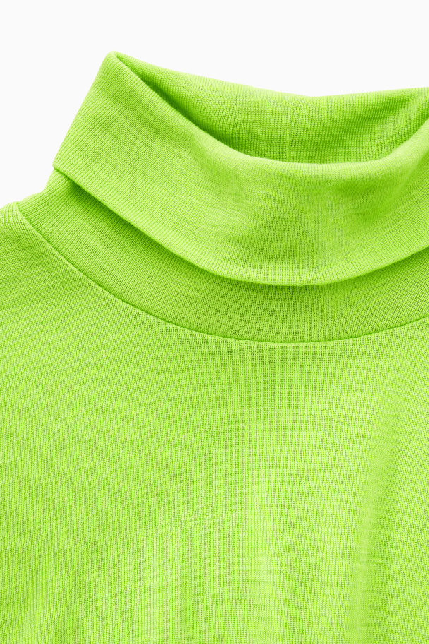 COS Merino Wool Turtleneck Top Bright Green