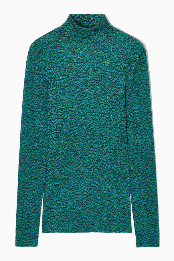 COS Slim-fit Merino Wool Turtleneck Top Green / Printed