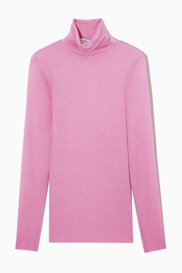 COS Slim-fit Merino Wool Turtleneck Top Light Pink