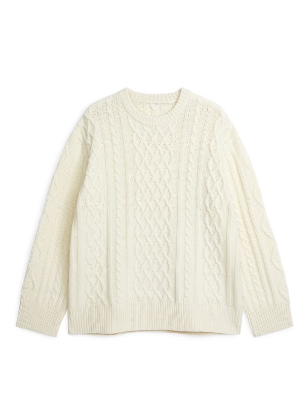 ARKET Cable-knit Wool Blend Jumper Off-white