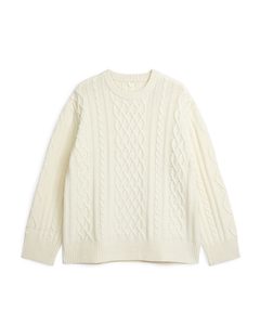 Cable-knit Wool Blend Jumper Off-white