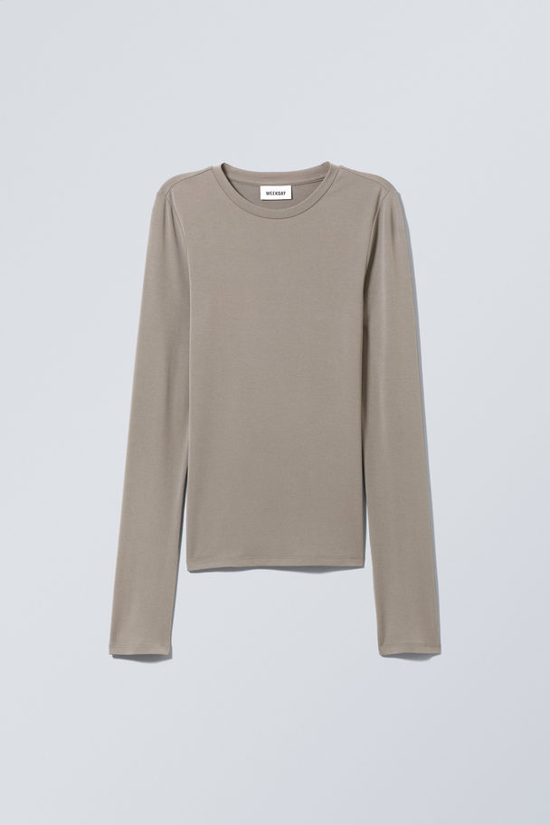 Weekday Soft Brushed Long Sleeve Top Mole