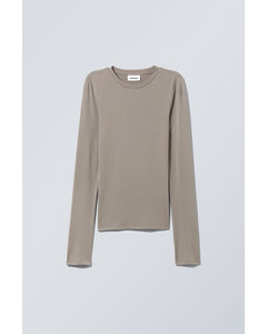 Soft Brushed Long Sleeve Top Grå