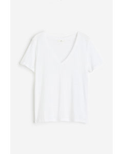 T-Shirt aus Leinen Weiß