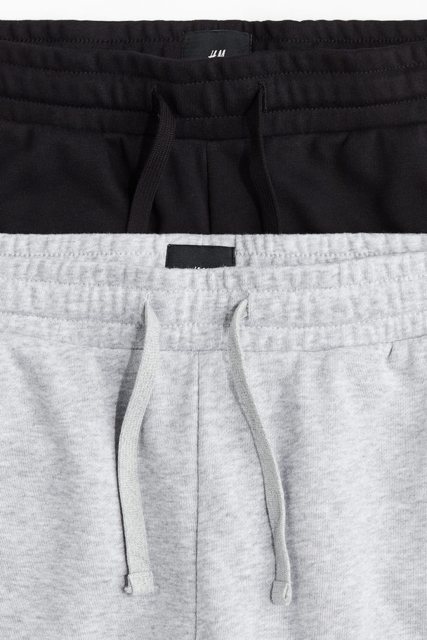 H&M 2er-Pack Sweatshorts in Regular Fit Schwarz/Graumeliert