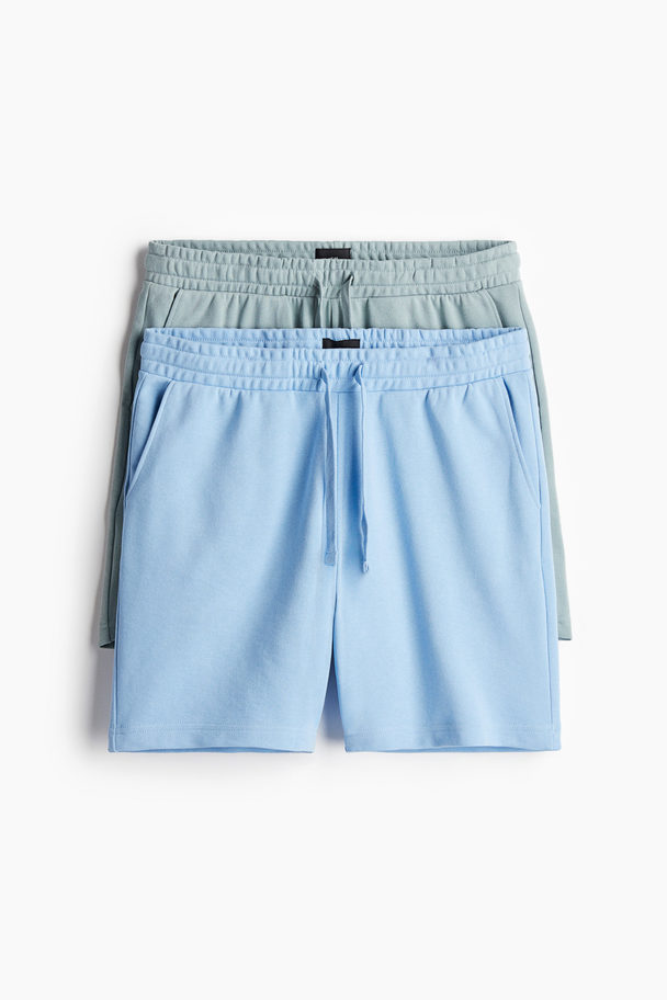 H&M 2er-Pack Sweatshorts in Regular Fit Hellblau/Türkis