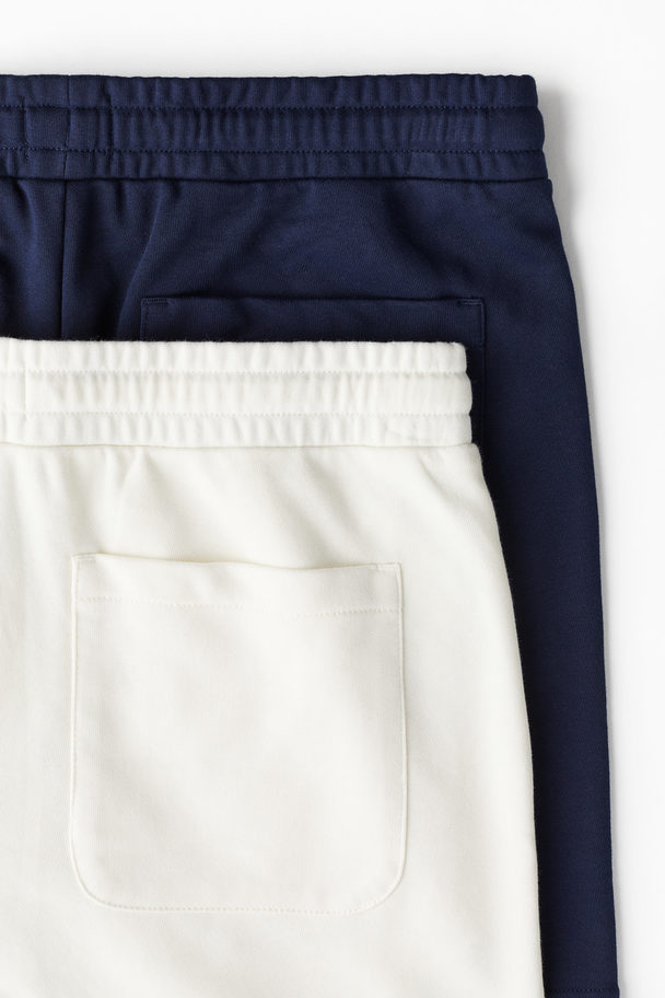 H&M 2er-Pack Sweatshorts in Regular Fit Weiß/Marineblau