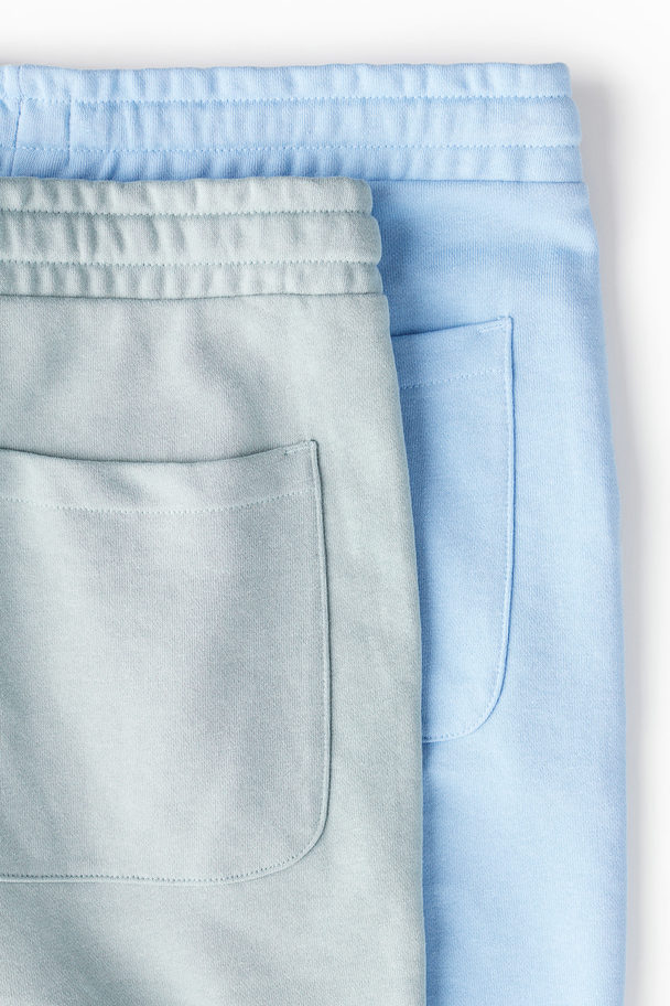 H&M 2er-Pack Sweatshorts in Regular Fit Hellblau/Türkis