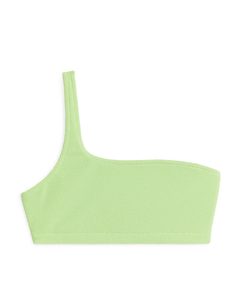 Crinkle One-shoulder Bikini Top Light Green