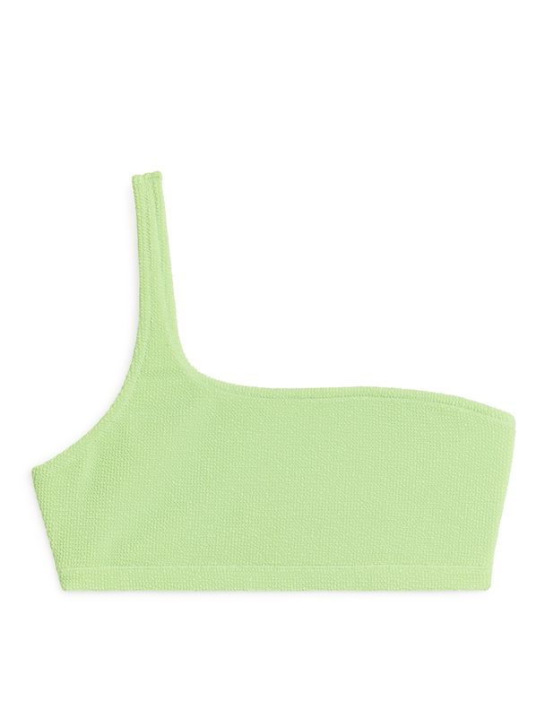 ARKET One-Shoulder-Bikinitop in Crinkle-Optik Hellgrün