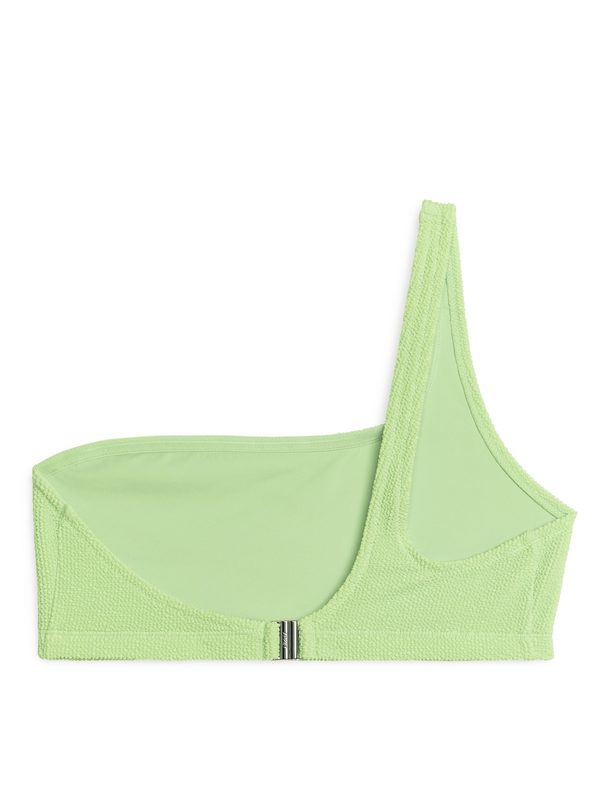 ARKET Crinkle One-shoulder Bikini Top Light Green