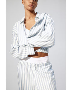 Pyjama Shirt And Bottoms Light Blue/striped