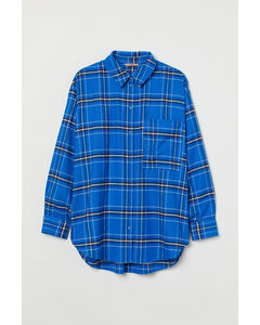H&m+ Twill Overhemdblouse Helderblauw/geruit