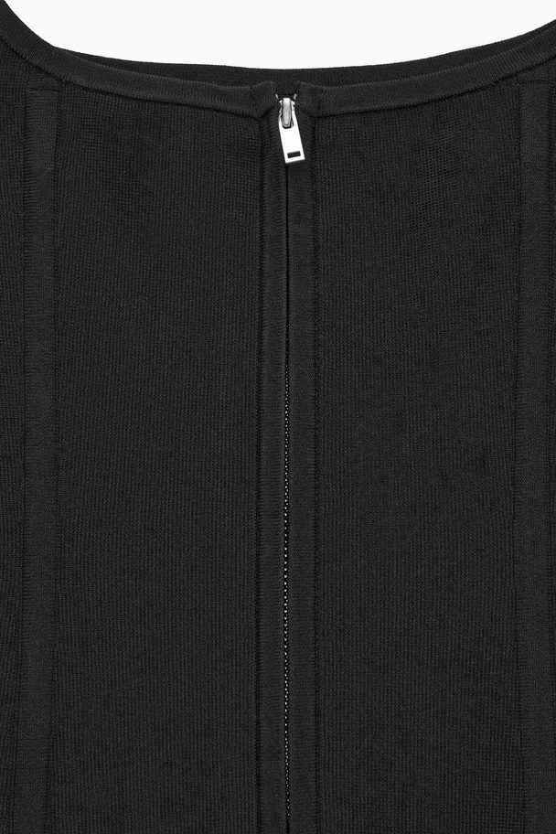 COS Slim-fit Corset-style A-line Dress Black