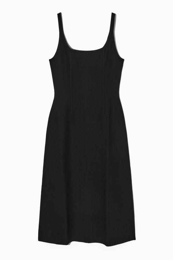 COS Slim-fit Corset-style A-line Dress Black