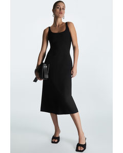 Slim-fit Corset-style A-line Dress Black