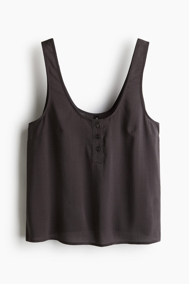 H&M Tanktop Med Knapper Foroven Mørkegrå