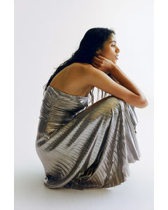 Pleated Bandeau Dress Silver-coloured