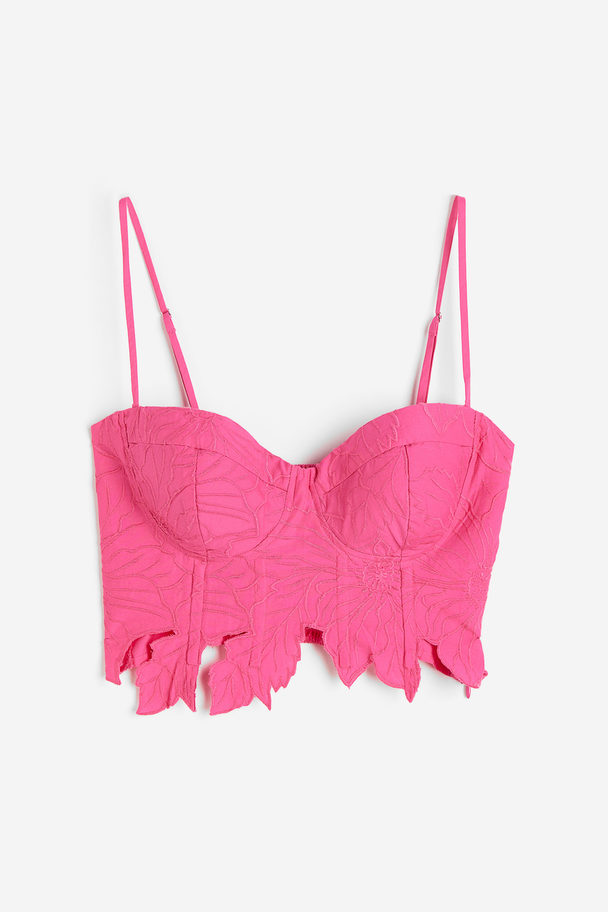 H&M Embroidered Corset Top Pink
