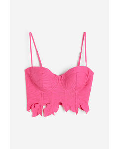 Embroidered Corset Top Pink