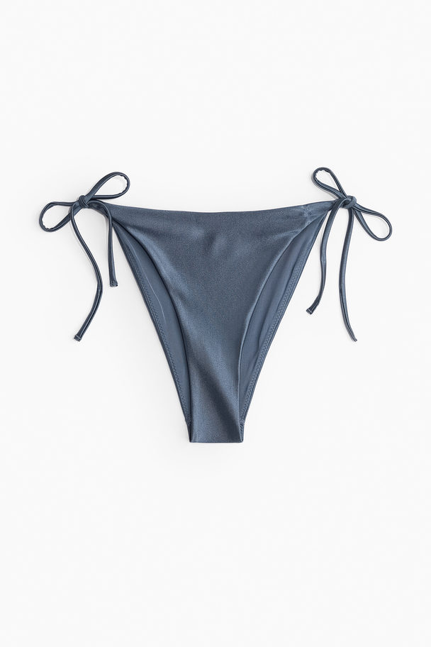 H&M Bikinitruse String Med Knyting Dueblå/blank