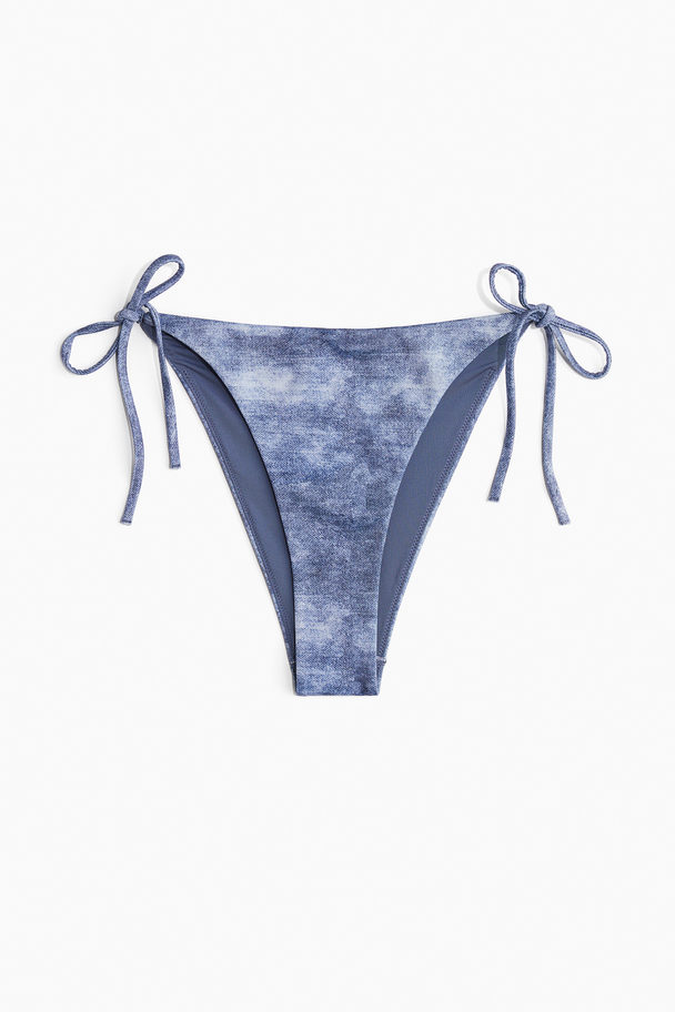 H&M Bikinitruse String Med Knyting Blå/vasket