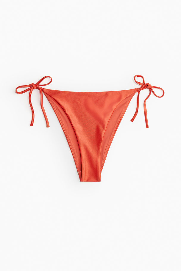 H&M Tie-Tanga Bikinihose Orange/Glänzend