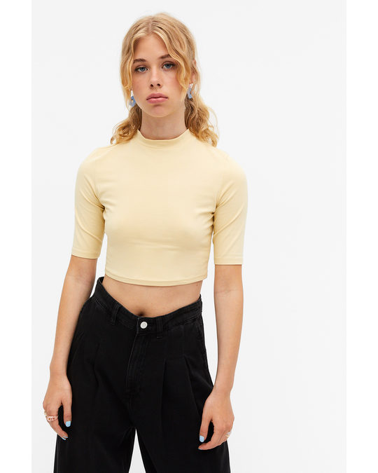 Monki Fitted Crop Top Light Yellow