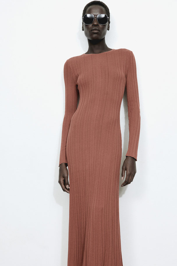 H&M Rib-knit Dress Brown