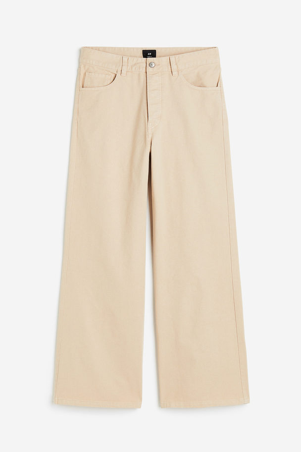 H&M Twillhose Loose Fit Bootcut Beige