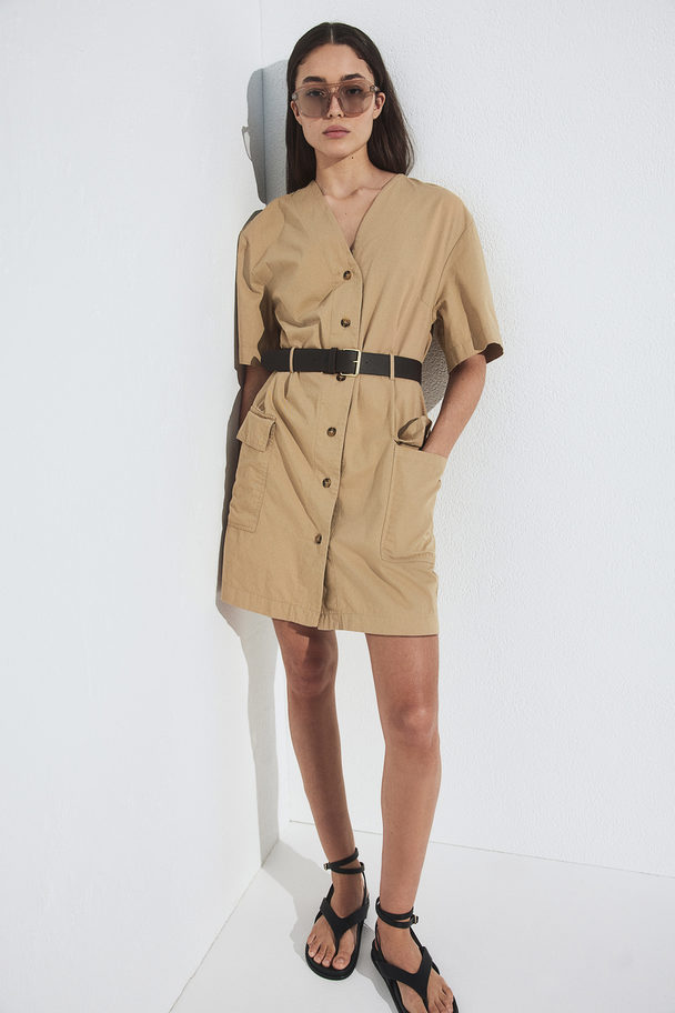 H&M Belted Utility Dress Beige