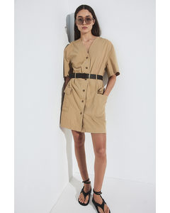 Utility-Kleid mit Gürtel Beige