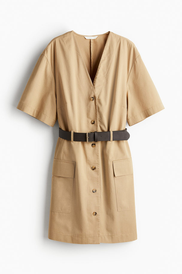 H&M Utility-Kleid mit Gürtel Beige