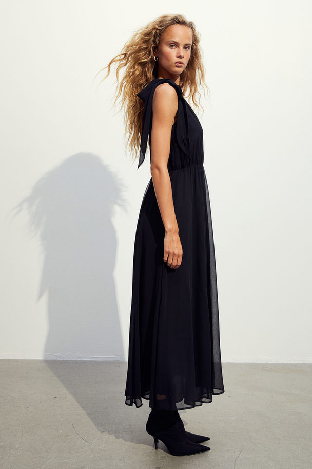 H&M Maxi-jurk Met Strikdetail Zwart
