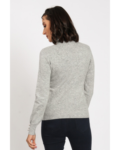 Turtleneck Sweater With Pearl Buttons On Sleeves