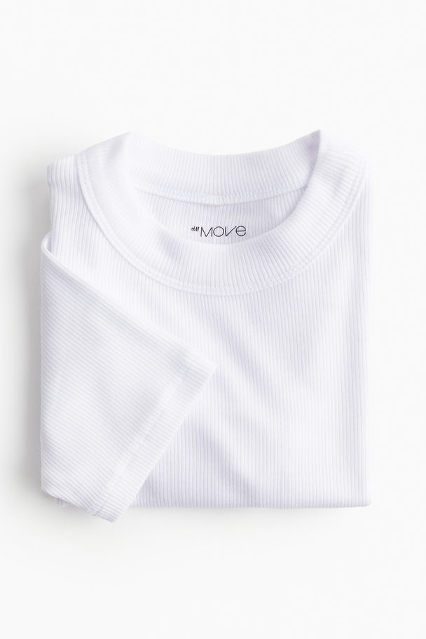 H&M DryMove™ Kurzes Sportshirt Weiß