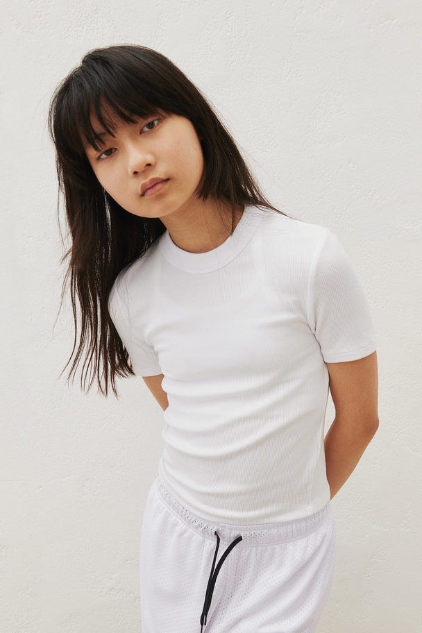 H&M Drymove™ Cropped Sports Top White