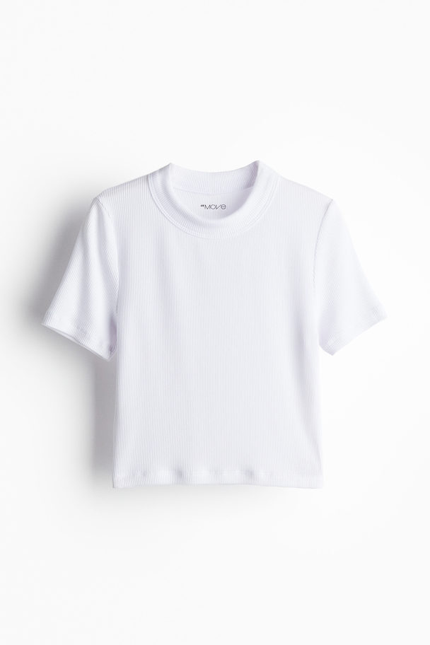 H&M DryMove™ Kurzes Sportshirt Weiß