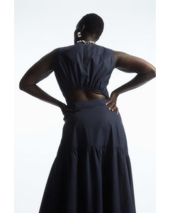 Open-back Tiered Dress Navy