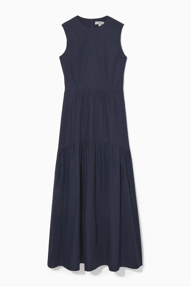 COS Open-back Tiered Dress Navy