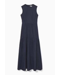 Open-back Tiered Dress Navy