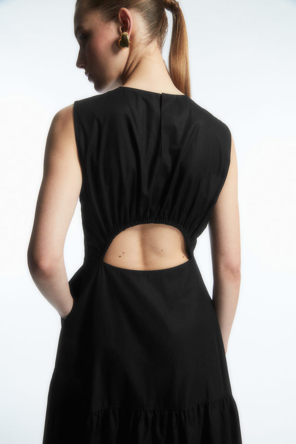 COS Open-back Tiered Dress Black