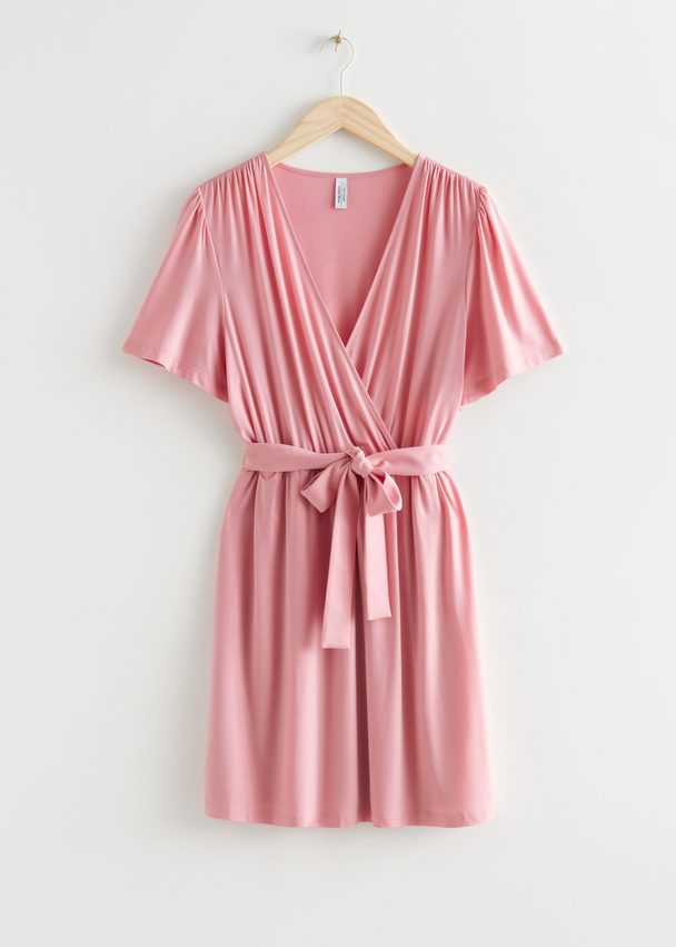 & Other Stories Belted Wrap Dress Pink