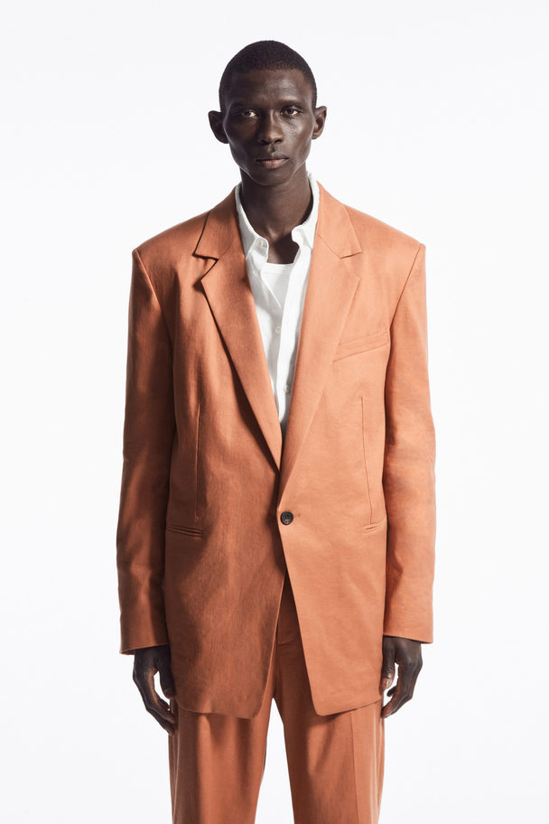 COS Longline Single-breasted Blazer - Relaxed Terracotta