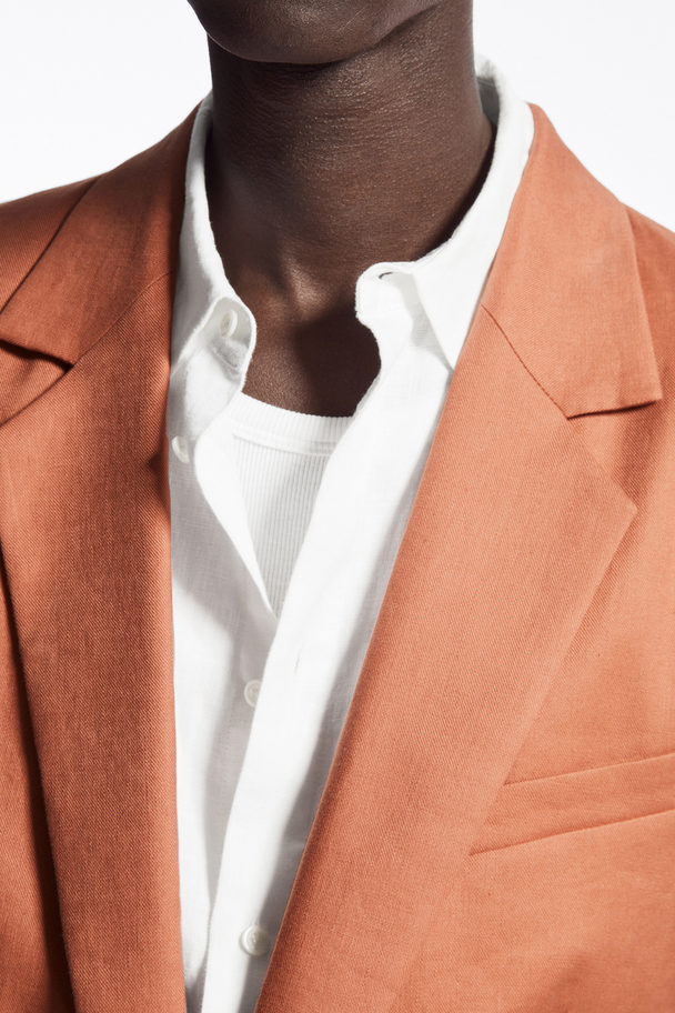 COS Longline Single-breasted Blazer - Relaxed Terracotta