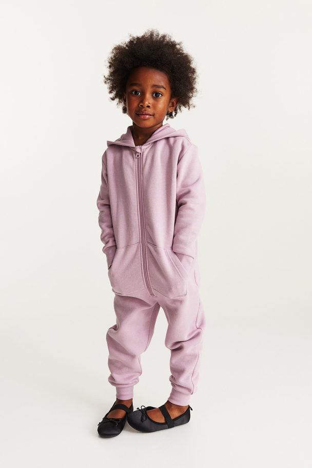 H&M Sweatoverall Met Capuchon Dusty Roze
