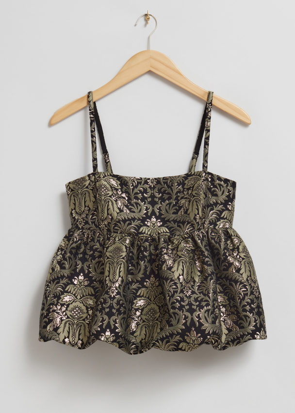 & Other Stories Strappy Jacquard Top Gold Florals