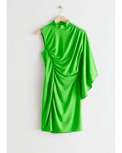 Draped One-sleeve Mini Dress Lime