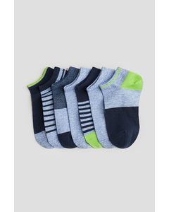 7er-Pack Sneakersocken Graumeliert/Neongrün