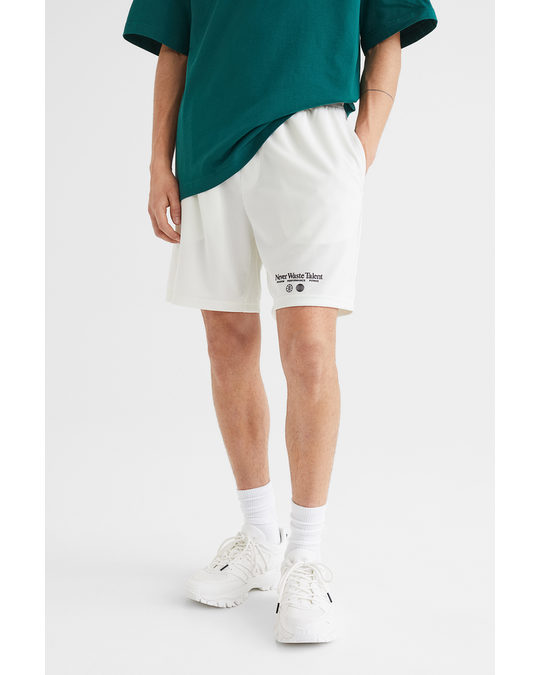 H&M Relaxed Fit Mesh Shorts White/never Waste Talent
